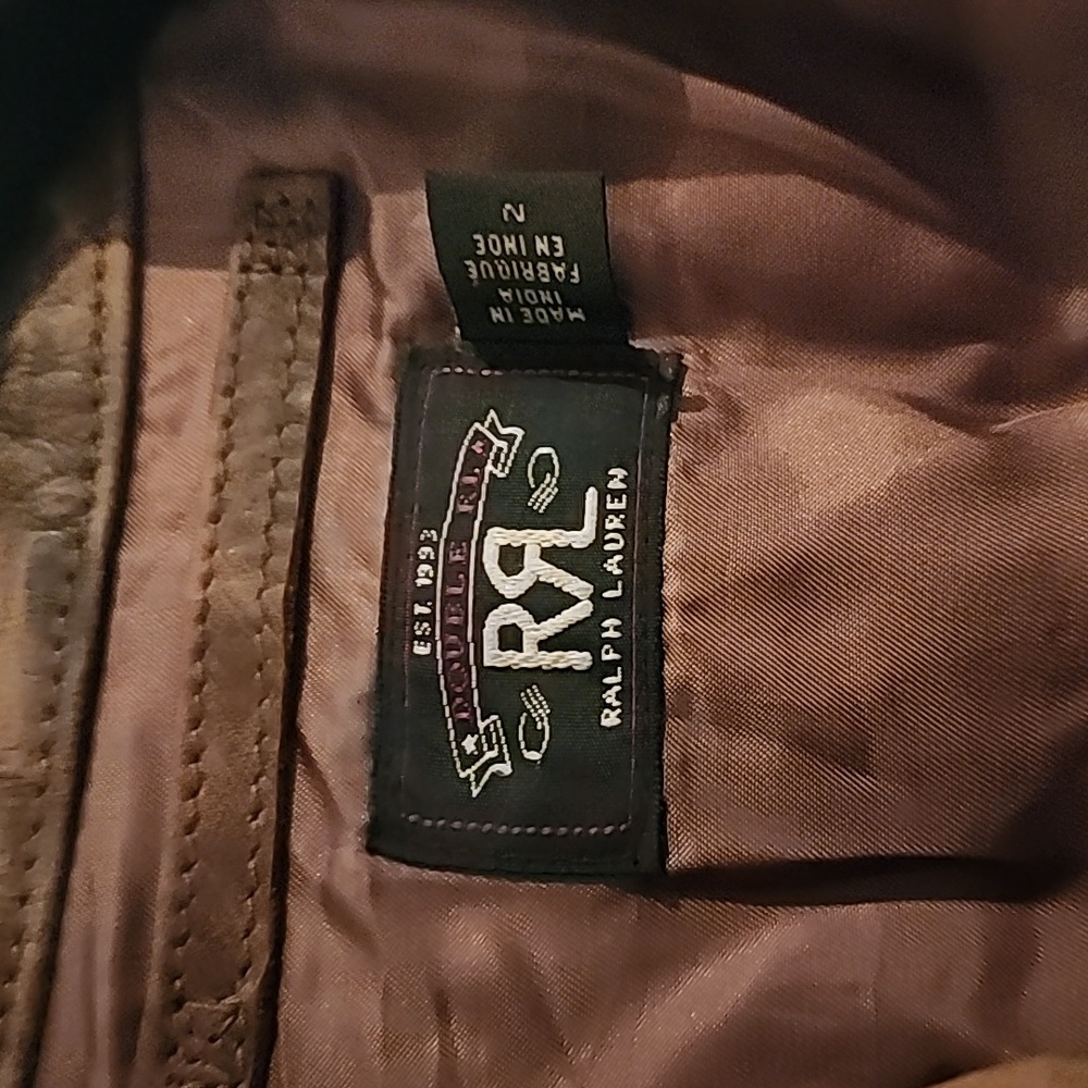 Double RL womens distressed brown leather jacket - Picture 3 of 9